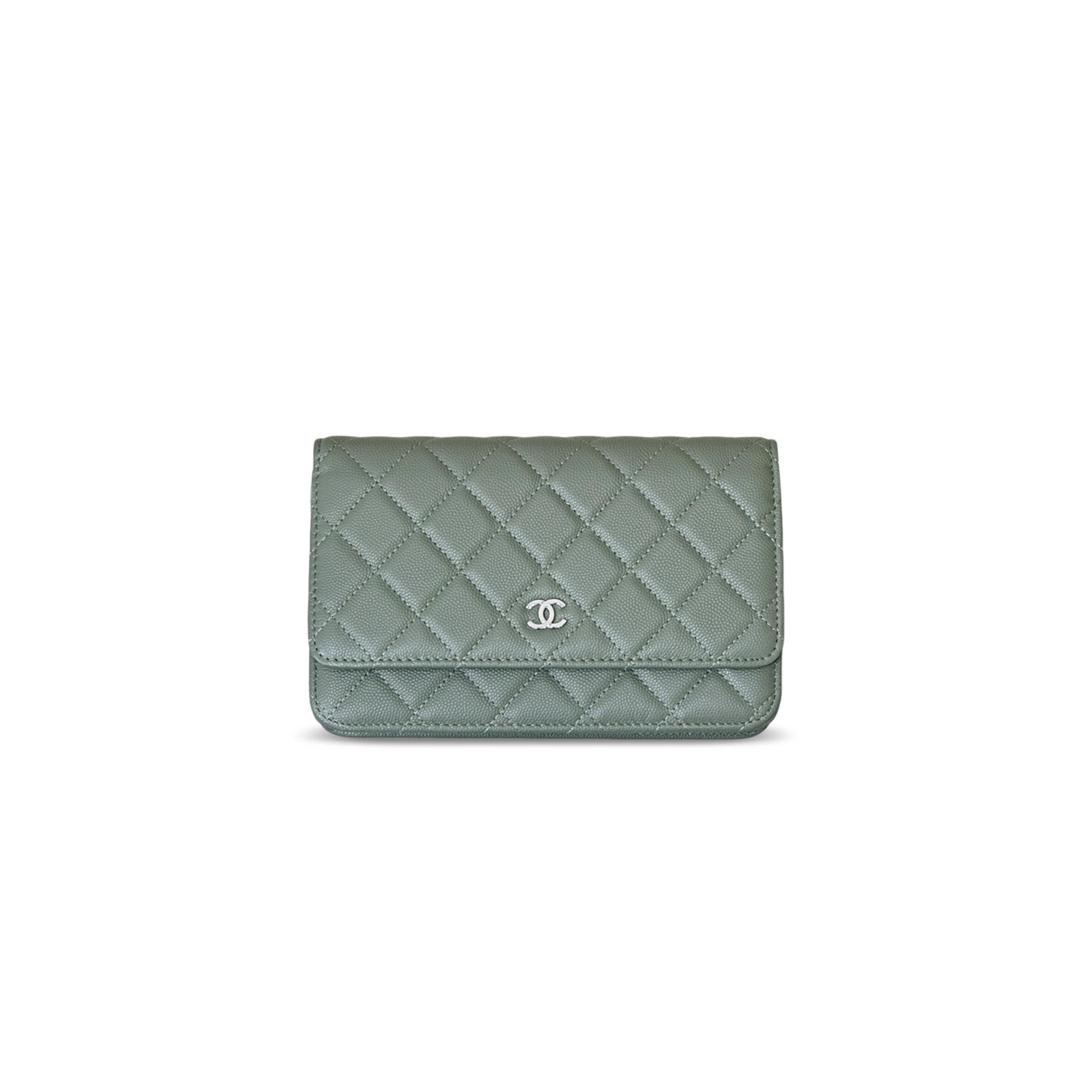 CHANEL CAVIAR QUILTED WALLET ON CHAIN WOC GREEN AP0250 (19*12*4.5cm)
